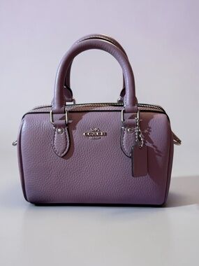 Coach Mini Rowan Crossbody Pebbled Leather Bag in Jasmine (Purple), NWT